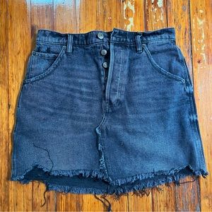Free People black denim mini skirt